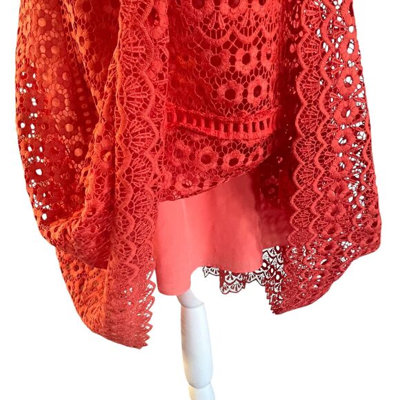 J. Crew Women's Lace Dress Coral Sleeveless Fit & Flare Party Cocktail Dress 2 - Picture 8 of 16